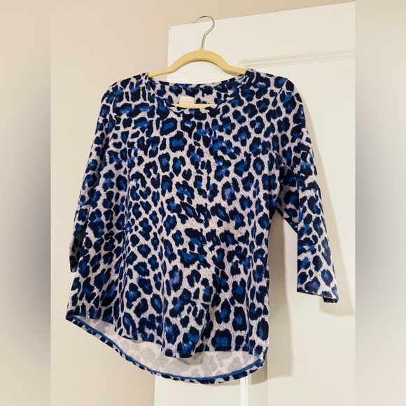 Chico's Black and Blue Animal Print Blouse - Picture 6 of 7